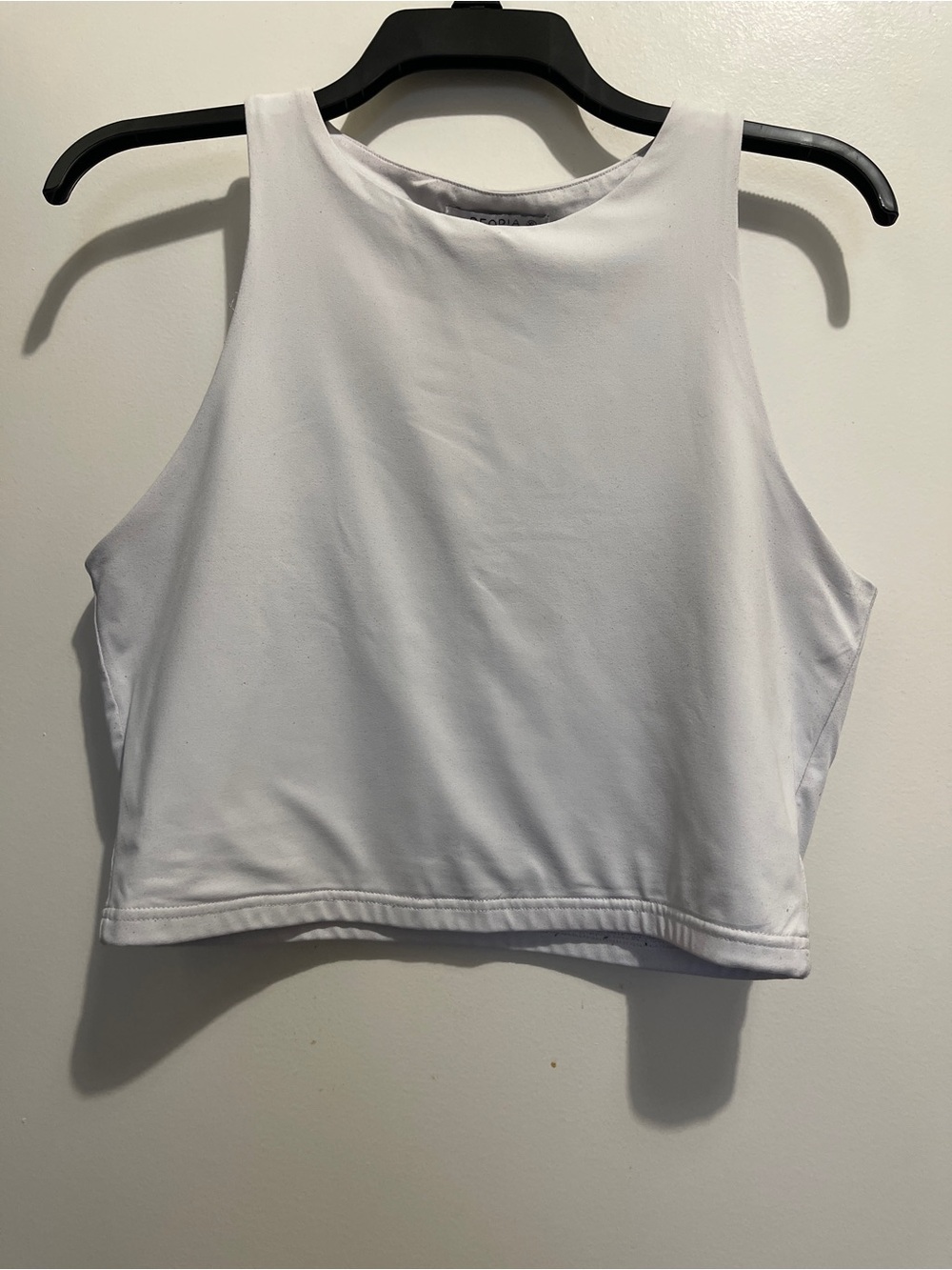 Reoria White Crop Tank Top | Size XL | High Neck Sleeveless